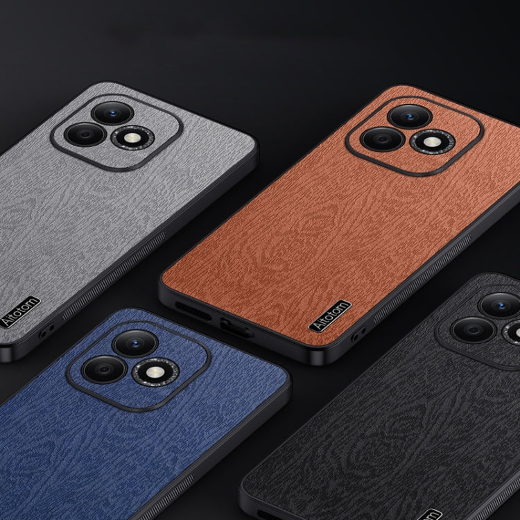 For Honor X60i Tree Bark Leather Shockproof Phone Case