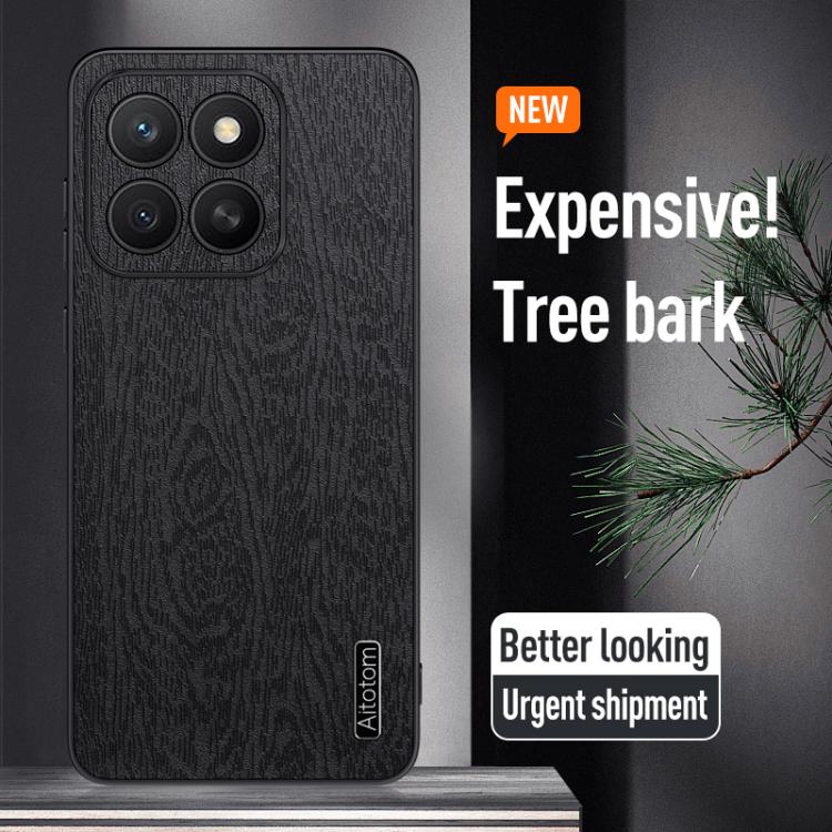 For Honor X8c Tree Bark Leather Shockproof Phone Case