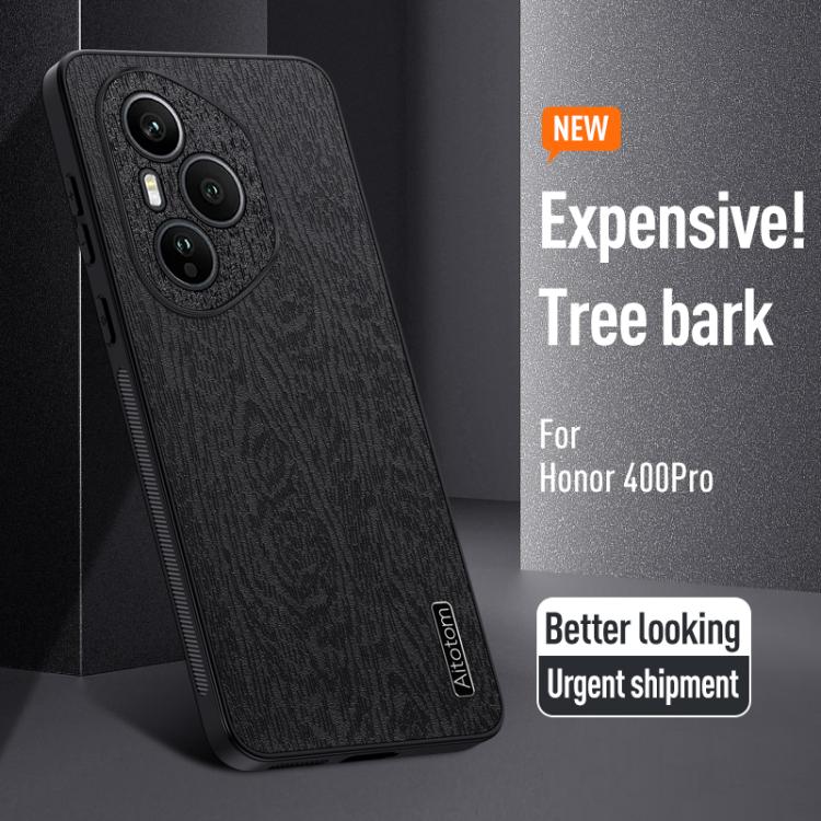 For Honor 400 Pro Global 160.8mm Tree Bark Leather Shockproof Phone Case