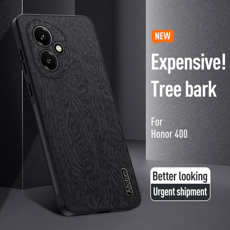 For Honor 400 Global 156.5mm Tree Bark Leather Shockproof Phone Case