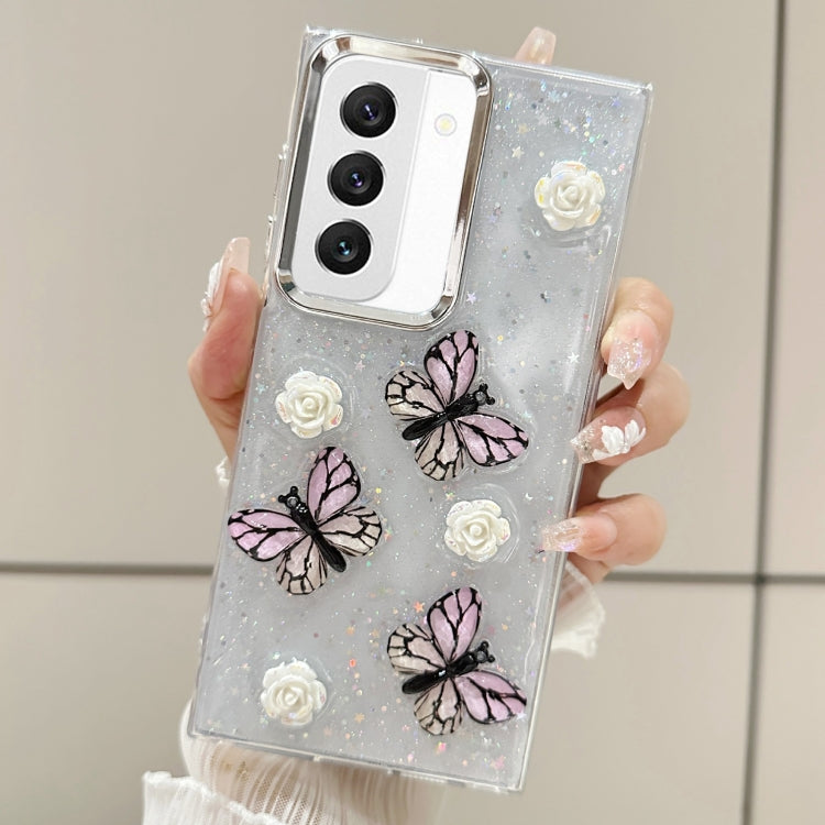 For Samsung Galaxy S22 5G Three-dimensional Butterfly Glitter TPU  Phone Case