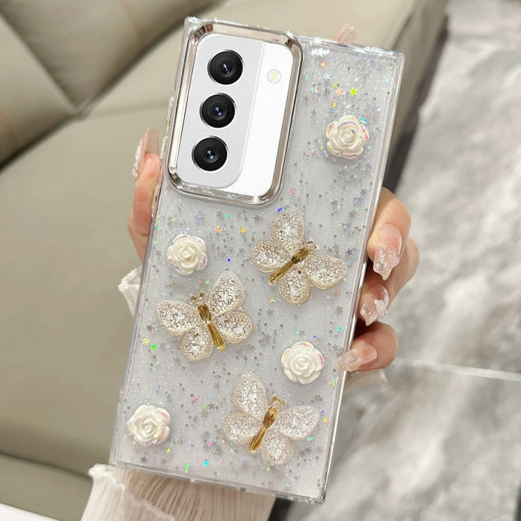 For Samsung Galaxy S22 5G Three-dimensional Butterfly Glitter TPU  Phone Case