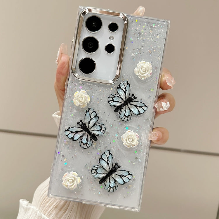 For Samsung Galaxy S22 Ultra 5G Three-dimensional Butterfly Glitter TPU  Phone Case