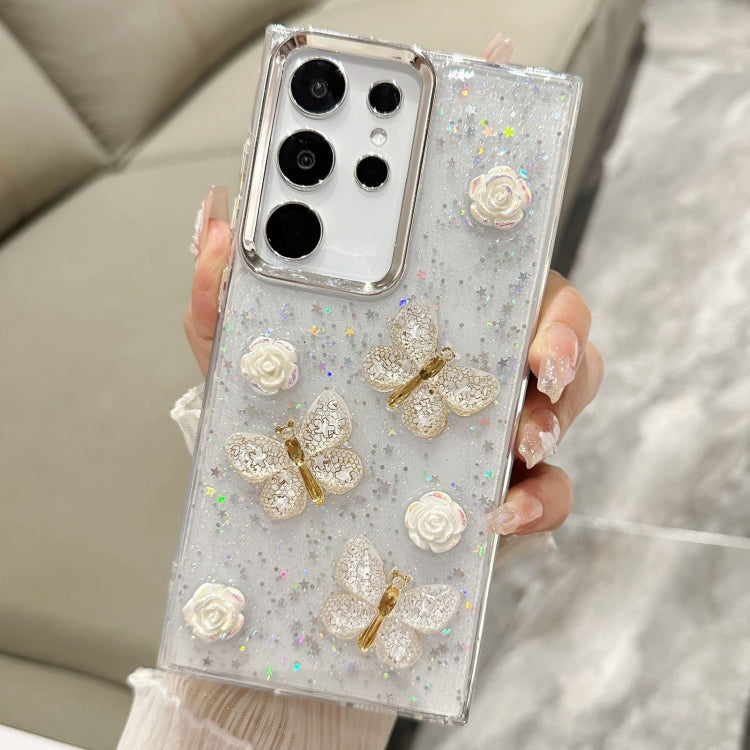For Samsung Galaxy S24 Ultra 5G Three-dimensional Butterfly Glitter TPU  Phone Case