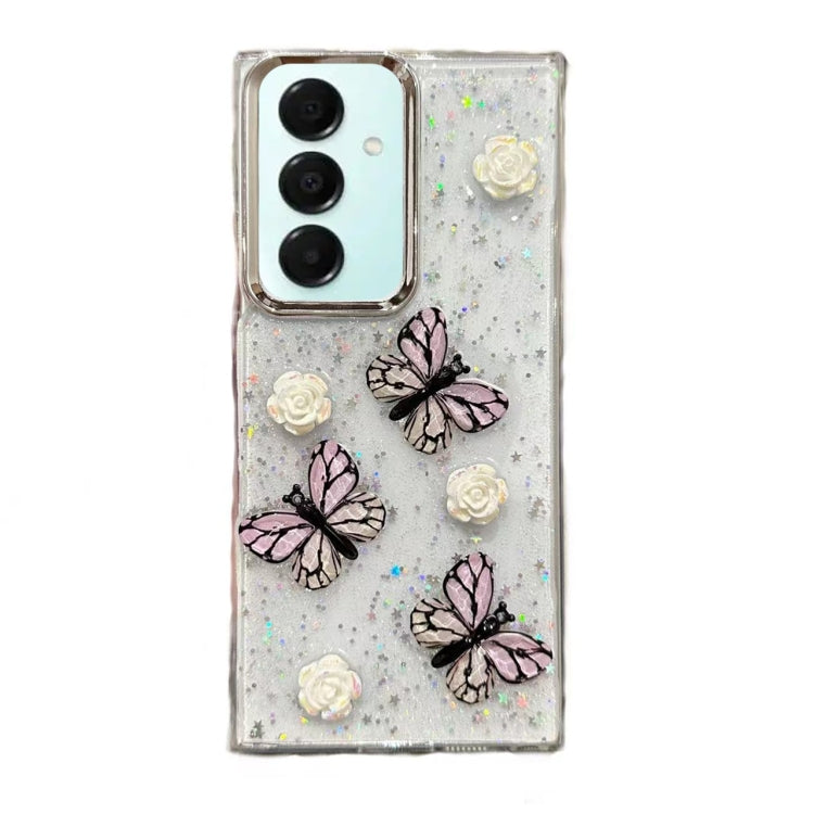 For Samsung Galaxy A16 5G Three-dimensional Butterfly Glitter TPU  Phone Case