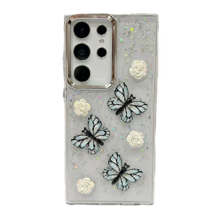 For Samsung Galaxy S25 Ultra 5G Three-dimensional Butterfly Glitter TPU  Phone Case