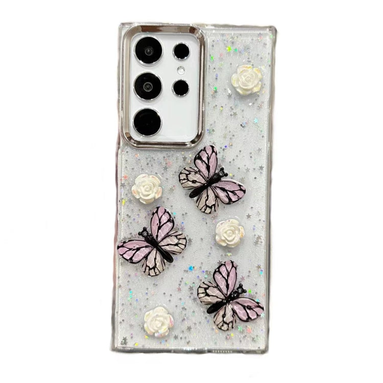 For Samsung Galaxy S25 Ultra 5G Three-dimensional Butterfly Glitter TPU  Phone Case