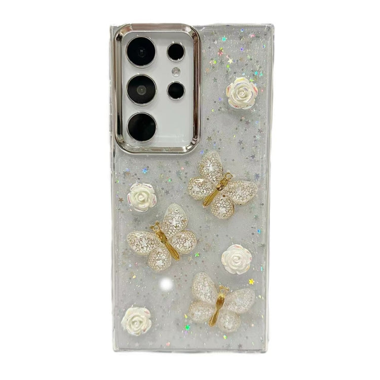 For Samsung Galaxy S25 Ultra 5G Three-dimensional Butterfly Glitter TPU  Phone Case