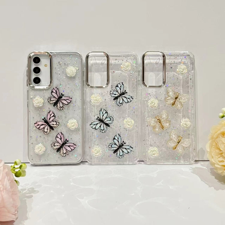 For Samsung Galaxy A05 Three-dimensional Butterfly Glitter TPU  Phone Case