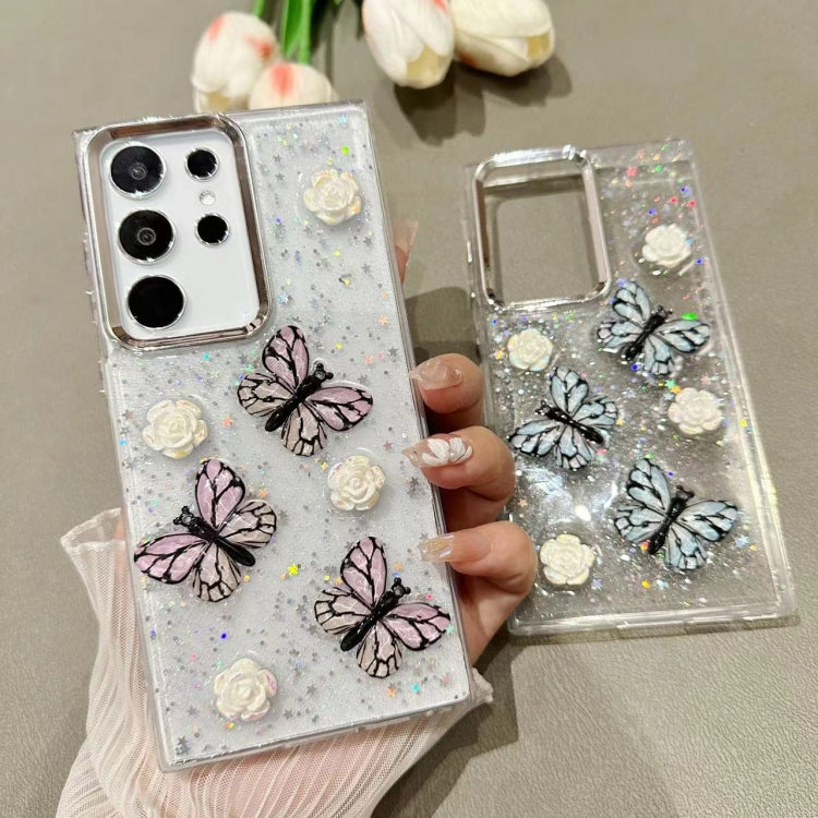 For Samsung Galaxy A05 Three-dimensional Butterfly Glitter TPU  Phone Case