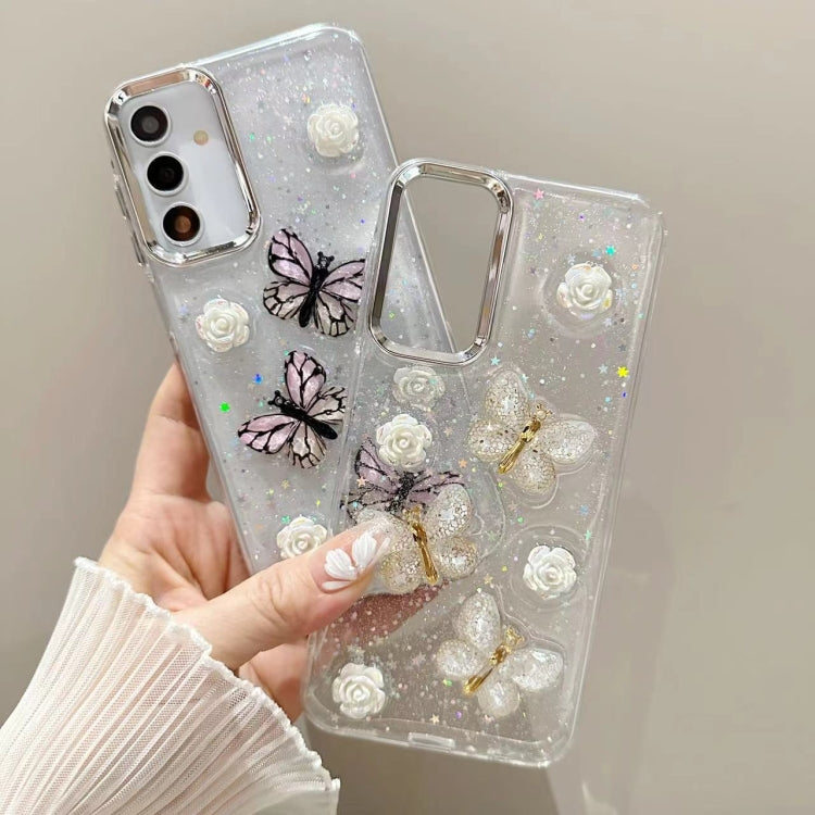 For Samsung Galaxy A05 Three-dimensional Butterfly Glitter TPU  Phone Case