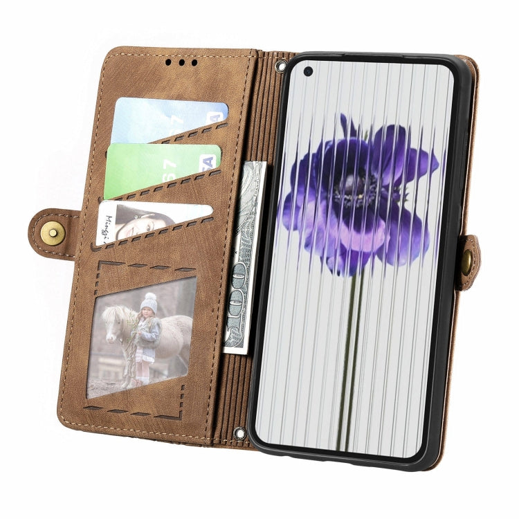 For Nothing Phone 1 Geometric Zipper Wallet Side Buckle Leather Phone Case