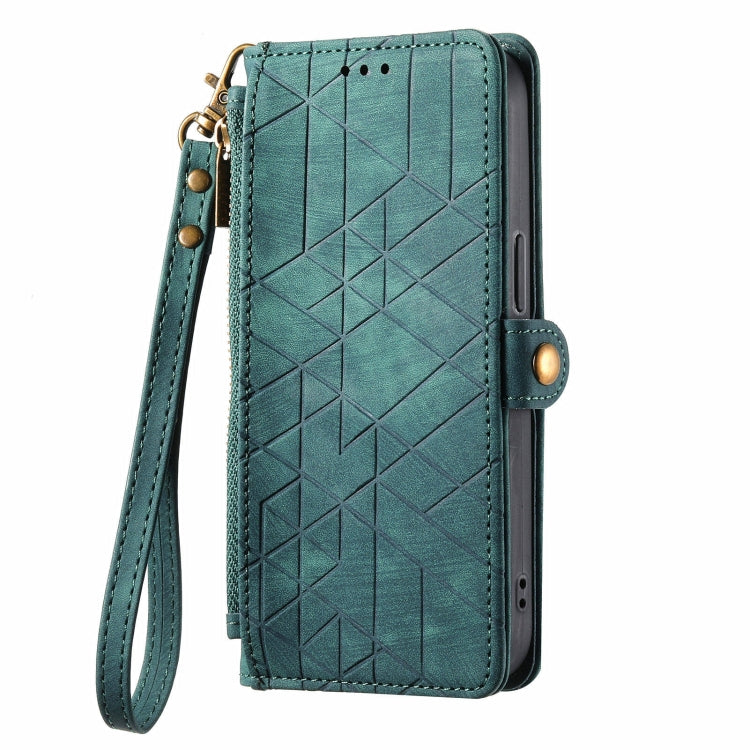 For Nothing Phone 1 Geometric Zipper Wallet Side Buckle Leather Phone Case