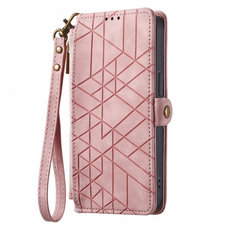 For Nothing Phone 1 Geometric Zipper Wallet Side Buckle Leather Phone Case