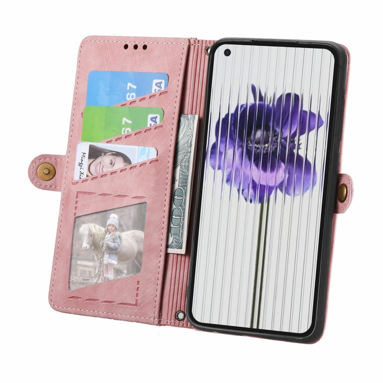 For Nothing Phone 1 Geometric Zipper Wallet Side Buckle Leather Phone Case