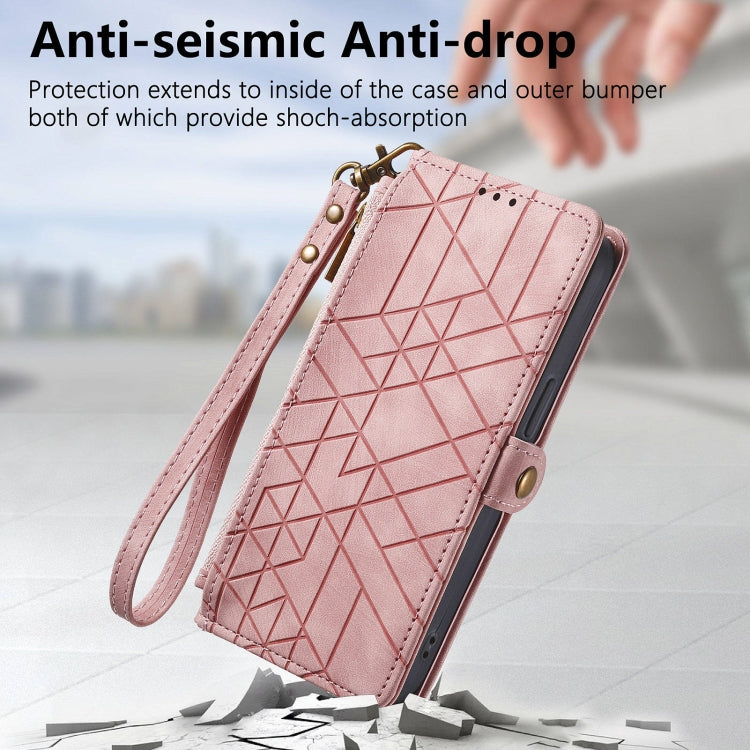 For Nothing Phone 1 Geometric Zipper Wallet Side Buckle Leather Phone Case