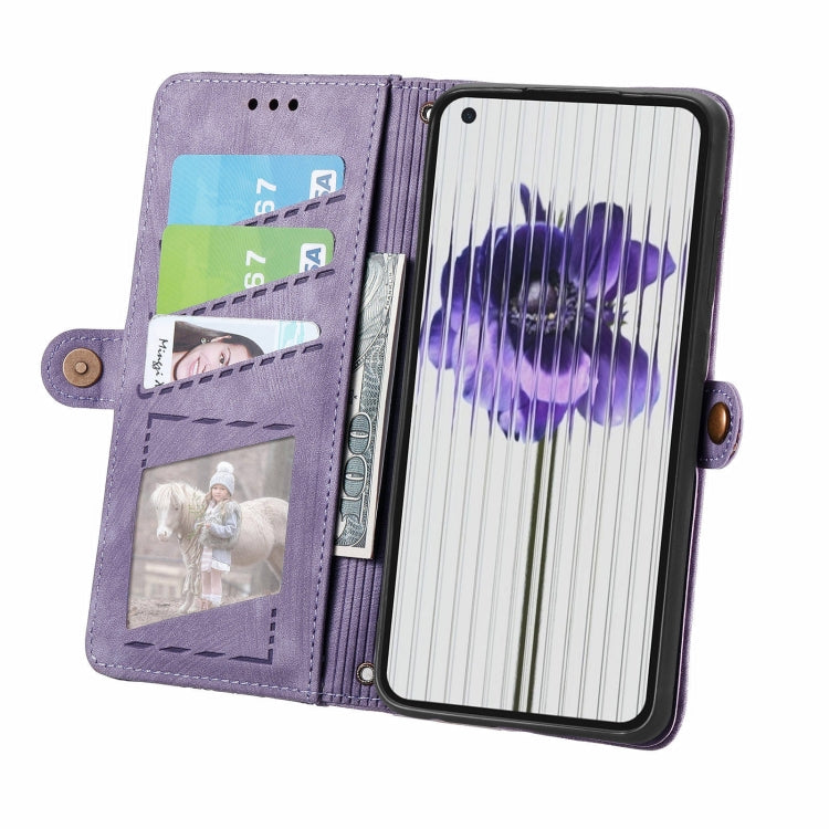 For Nothing Phone 1 Geometric Zipper Wallet Side Buckle Leather Phone Case