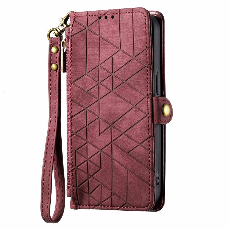 For Nothing Phone 1 Geometric Zipper Wallet Side Buckle Leather Phone Case