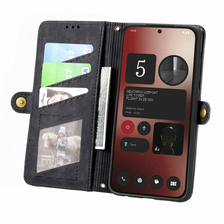 For Nothing Phone 2a Geometric Zipper Wallet Side Buckle Leather Phone Case