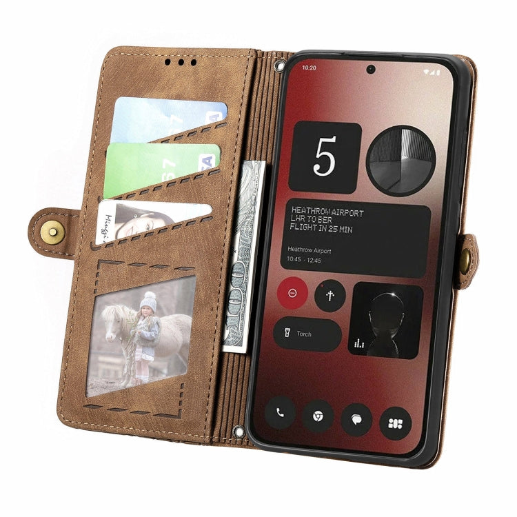 For Nothing Phone 2a Geometric Zipper Wallet Side Buckle Leather Phone Case