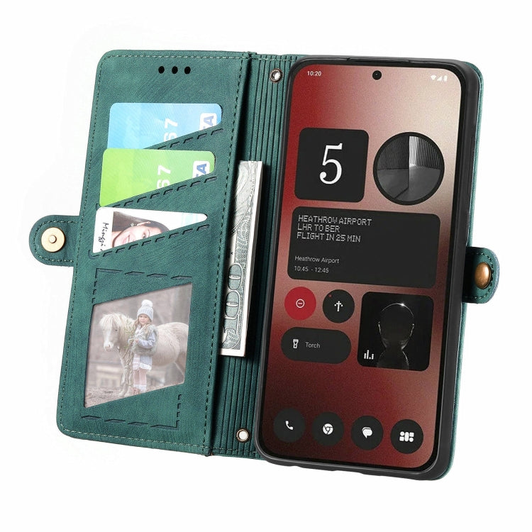 For Nothing Phone 2a Geometric Zipper Wallet Side Buckle Leather Phone Case