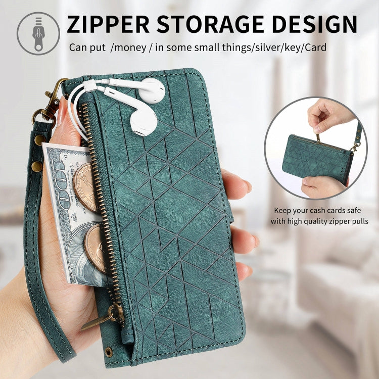 For Nothing Phone 2a Geometric Zipper Wallet Side Buckle Leather Phone Case
