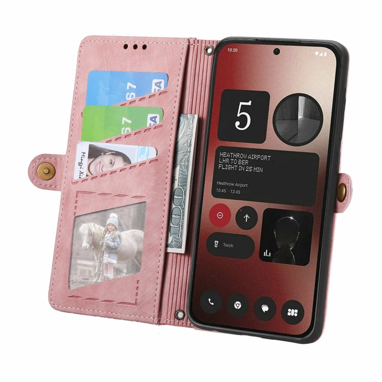 For Nothing Phone 2a Geometric Zipper Wallet Side Buckle Leather Phone Case