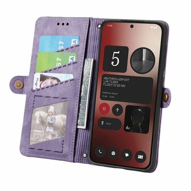 For Nothing Phone 2a Geometric Zipper Wallet Side Buckle Leather Phone Case
