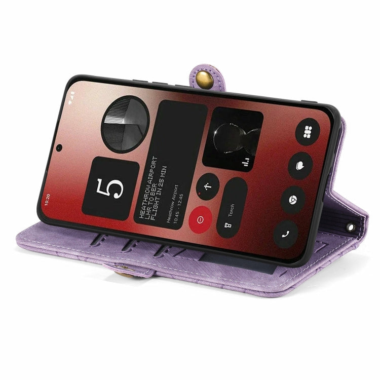 For Nothing Phone 2a Geometric Zipper Wallet Side Buckle Leather Phone Case