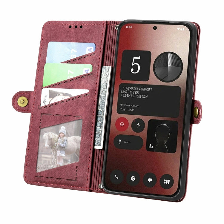 For Nothing Phone 2a Geometric Zipper Wallet Side Buckle Leather Phone Case