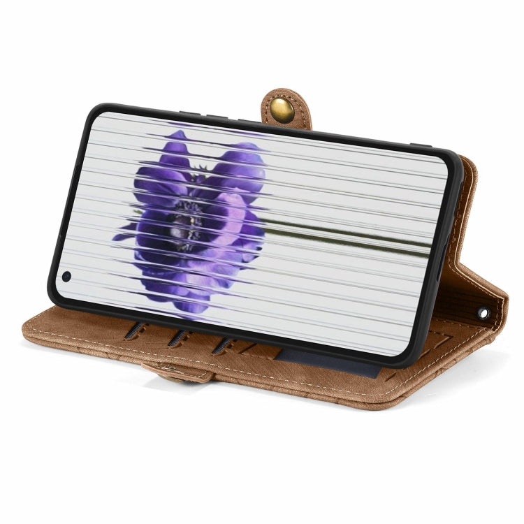 For Nothing Phone 2 Geometric Zipper Wallet Side Buckle Leather Phone Case