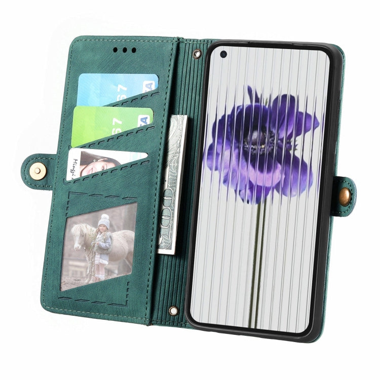 For Nothing Phone 2 Geometric Zipper Wallet Side Buckle Leather Phone Case