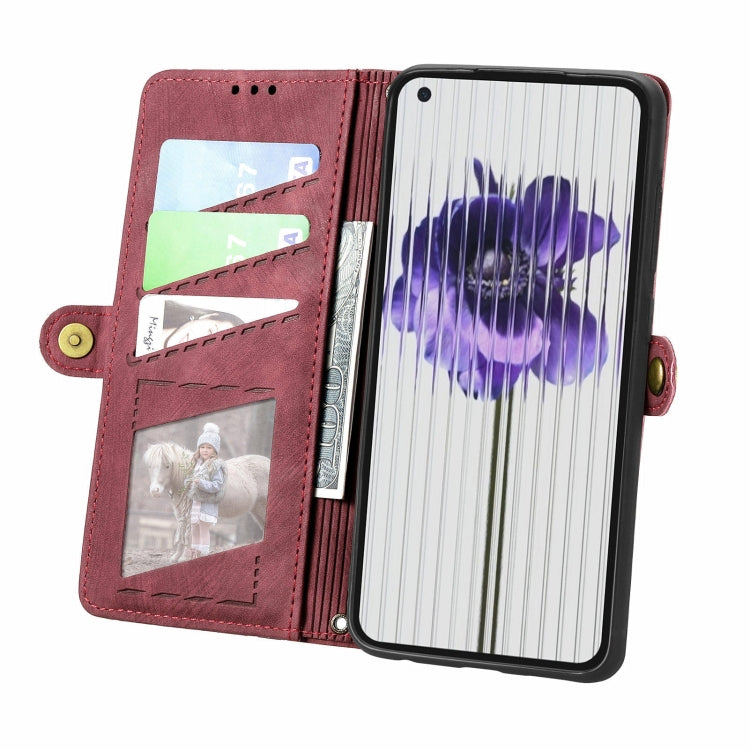 For Nothing Phone 2 Geometric Zipper Wallet Side Buckle Leather Phone Case