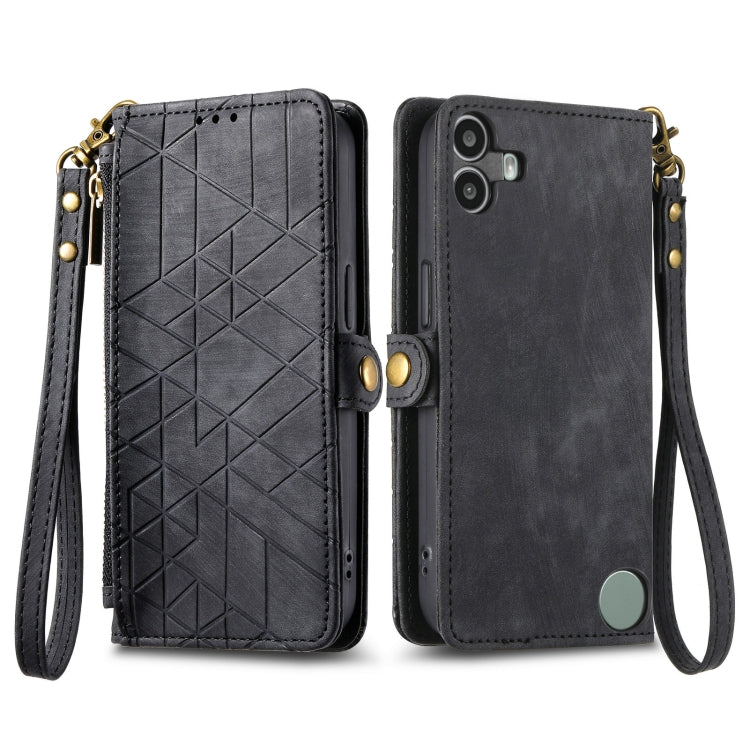 For Nothing CMF Phone 1 Geometric Zipper Wallet Side Buckle Leather Phone Case