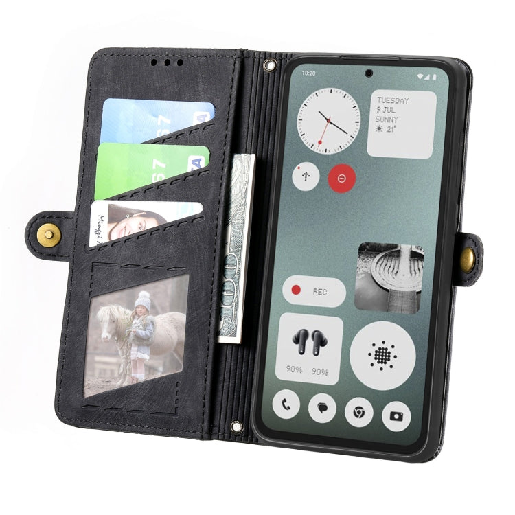 For Nothing CMF Phone 1 Geometric Zipper Wallet Side Buckle Leather Phone Case