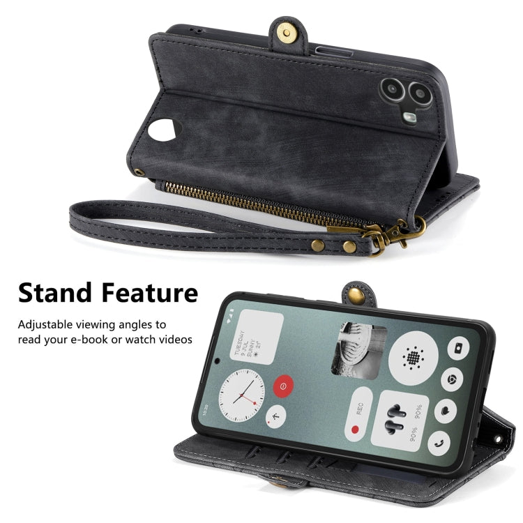 For Nothing CMF Phone 1 Geometric Zipper Wallet Side Buckle Leather Phone Case