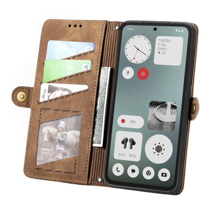 For Nothing CMF Phone 1 Geometric Zipper Wallet Side Buckle Leather Phone Case