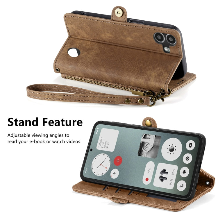 For Nothing CMF Phone 1 Geometric Zipper Wallet Side Buckle Leather Phone Case