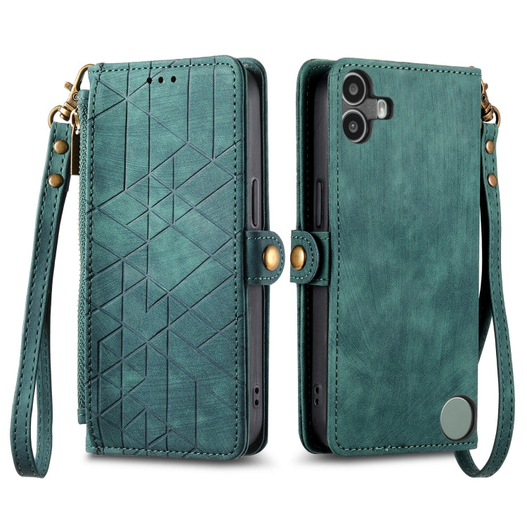 For Nothing CMF Phone 1 Geometric Zipper Wallet Side Buckle Leather Phone Case