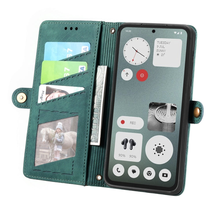 For Nothing CMF Phone 1 Geometric Zipper Wallet Side Buckle Leather Phone Case