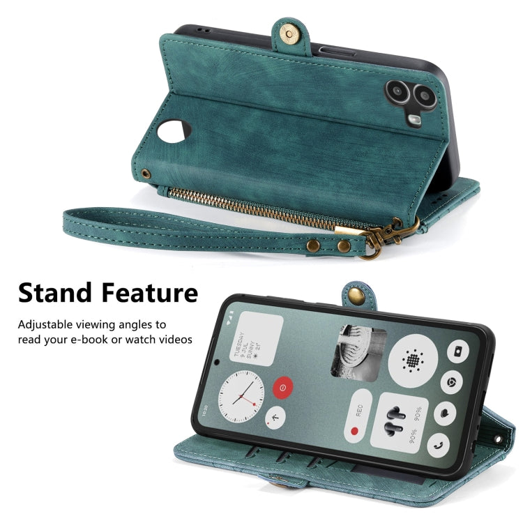For Nothing CMF Phone 1 Geometric Zipper Wallet Side Buckle Leather Phone Case