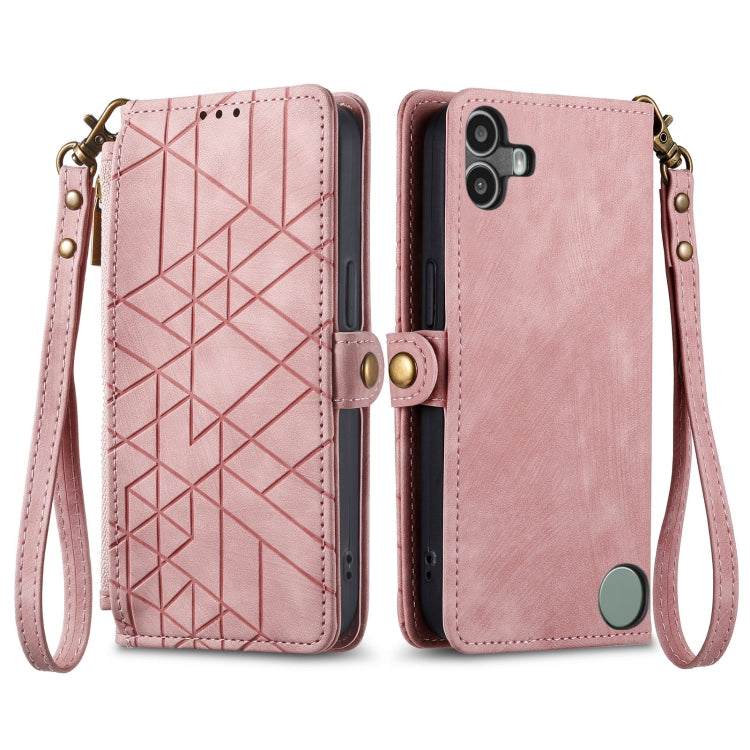 For Nothing CMF Phone 1 Geometric Zipper Wallet Side Buckle Leather Phone Case