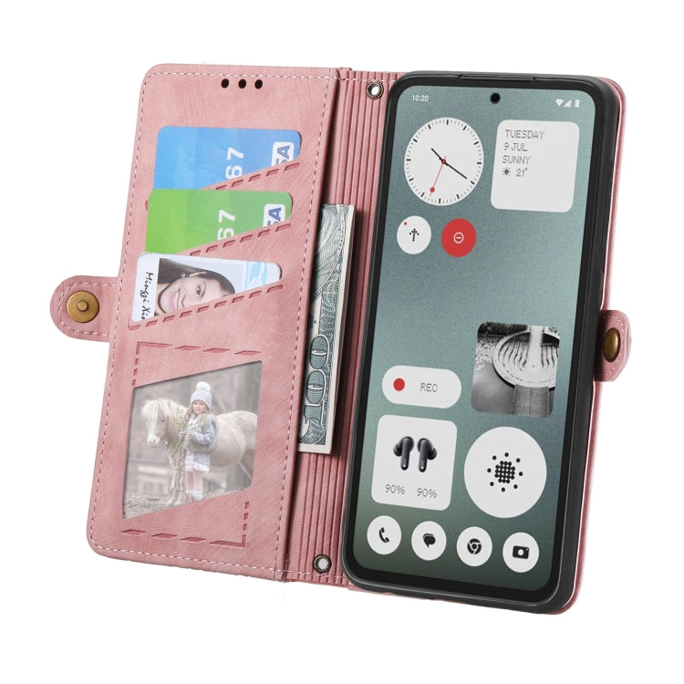 For Nothing CMF Phone 1 Geometric Zipper Wallet Side Buckle Leather Phone Case