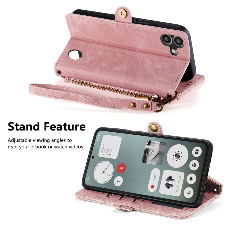 For Nothing CMF Phone 1 Geometric Zipper Wallet Side Buckle Leather Phone Case