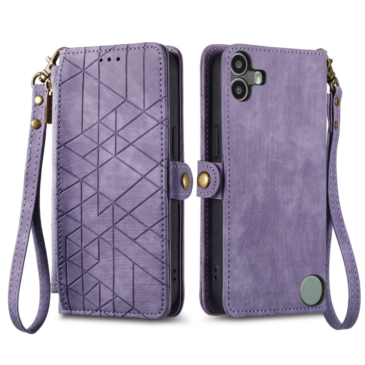 For Nothing CMF Phone 1 Geometric Zipper Wallet Side Buckle Leather Phone Case