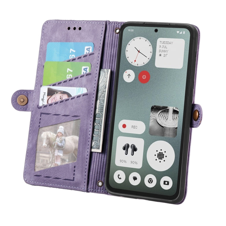 For Nothing CMF Phone 1 Geometric Zipper Wallet Side Buckle Leather Phone Case
