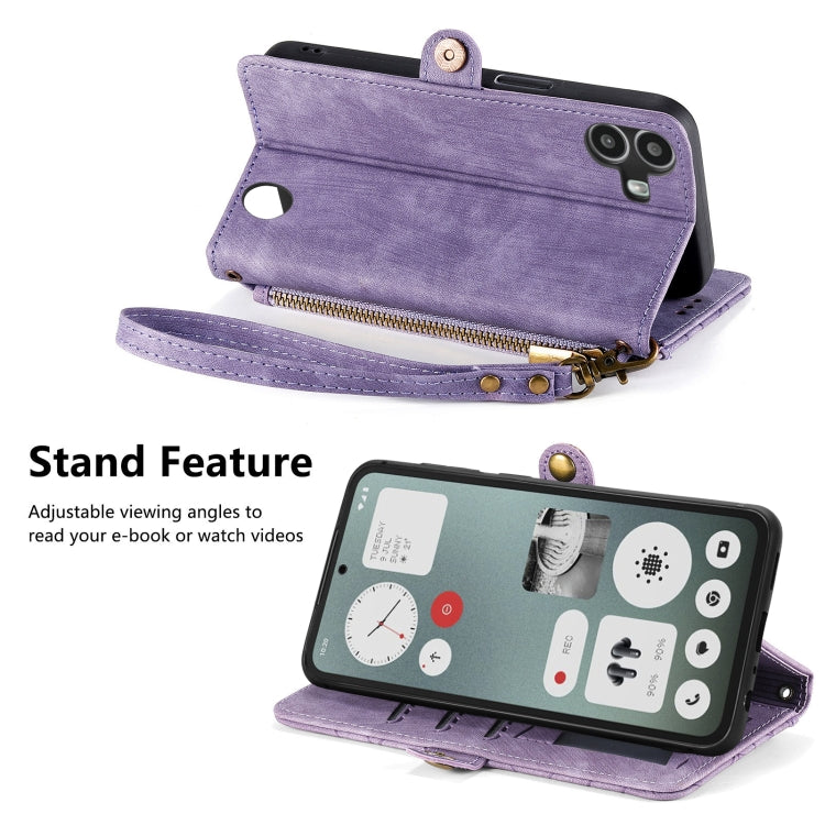 For Nothing CMF Phone 1 Geometric Zipper Wallet Side Buckle Leather Phone Case