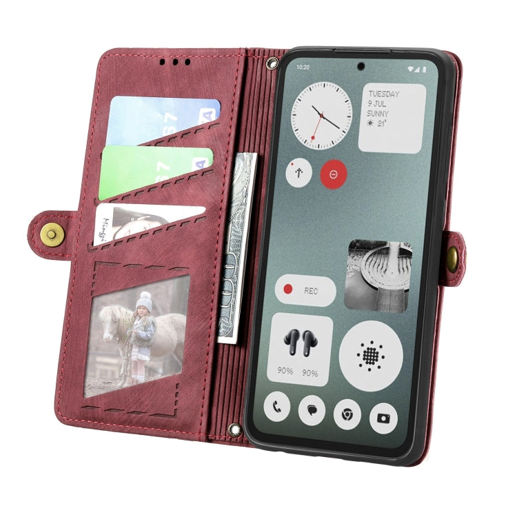 For Nothing CMF Phone 1 Geometric Zipper Wallet Side Buckle Leather Phone Case