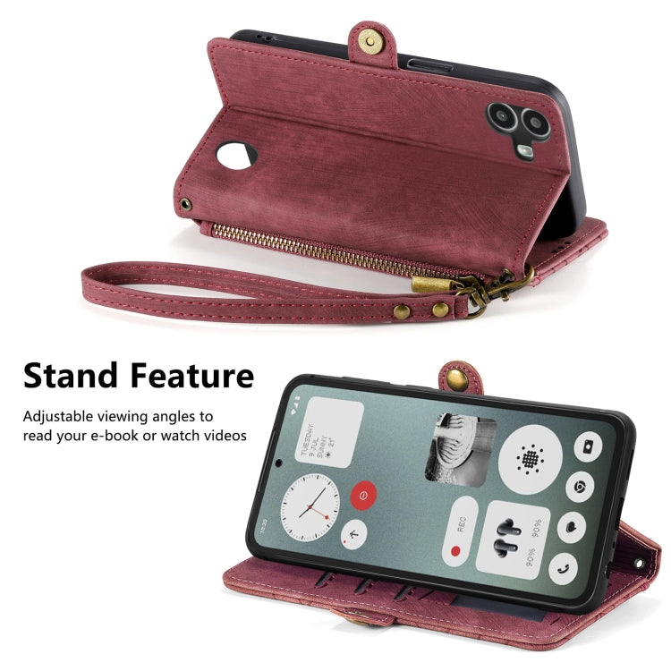For Nothing CMF Phone 1 Geometric Zipper Wallet Side Buckle Leather Phone Case