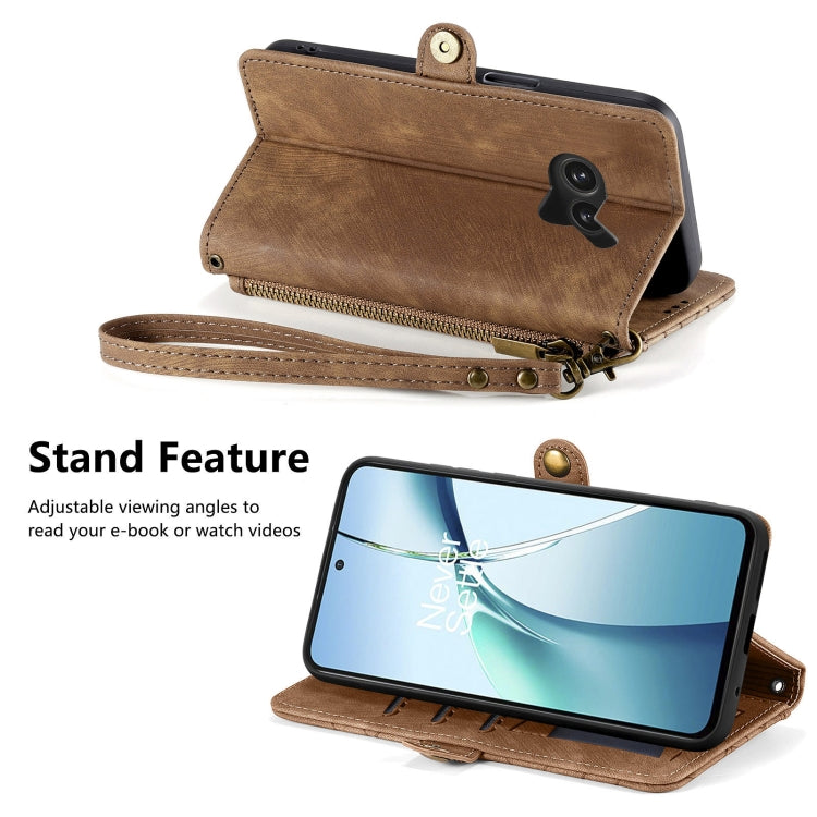 For Nothing Phone 2a Plus Geometric Zipper Wallet Side Buckle Leather Phone Case
